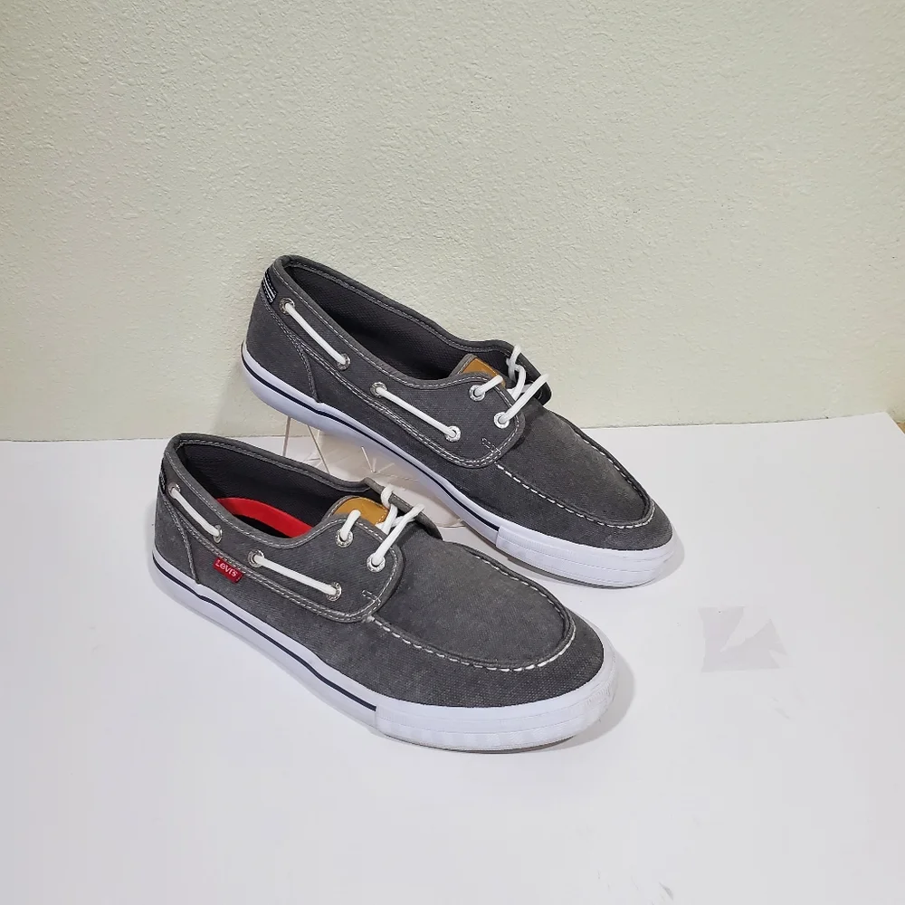 Levi's Men's Gray Canvas Loafers Boat Shoes Size 10½